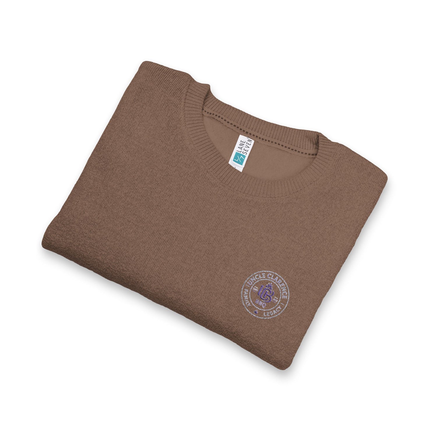 UCBBQ Premium Embroidered Monogram Crewneck – Salt & Pepper / Heritage Lavender