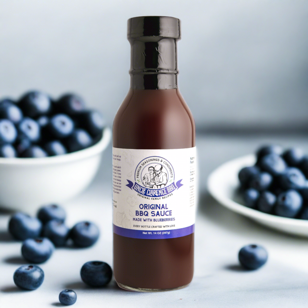 Blueberry Barbecue Sauce Surrounded by blueberries