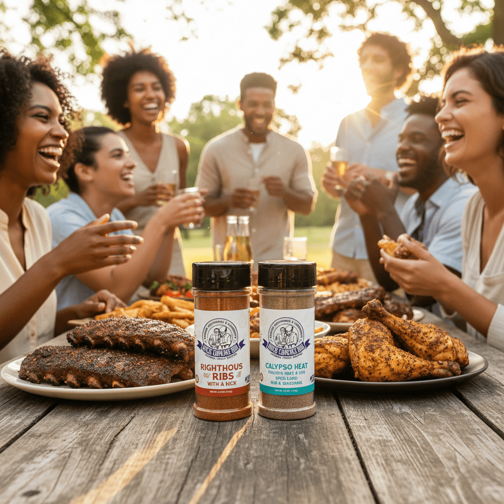 Two - Spice Gift Box – Righteous Ribs with a Kick & Calypso Heat Jerk Rub | Uncle Clarence BBQ - Uncle Clarence BBQ