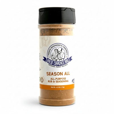 Uncle Clarence BBQ Season All – All - Purpose Herb & Spice Blend, Low - Sodium (60 mg), Kosher Certified, 4.2 oz - Uncle Clarence BBQ