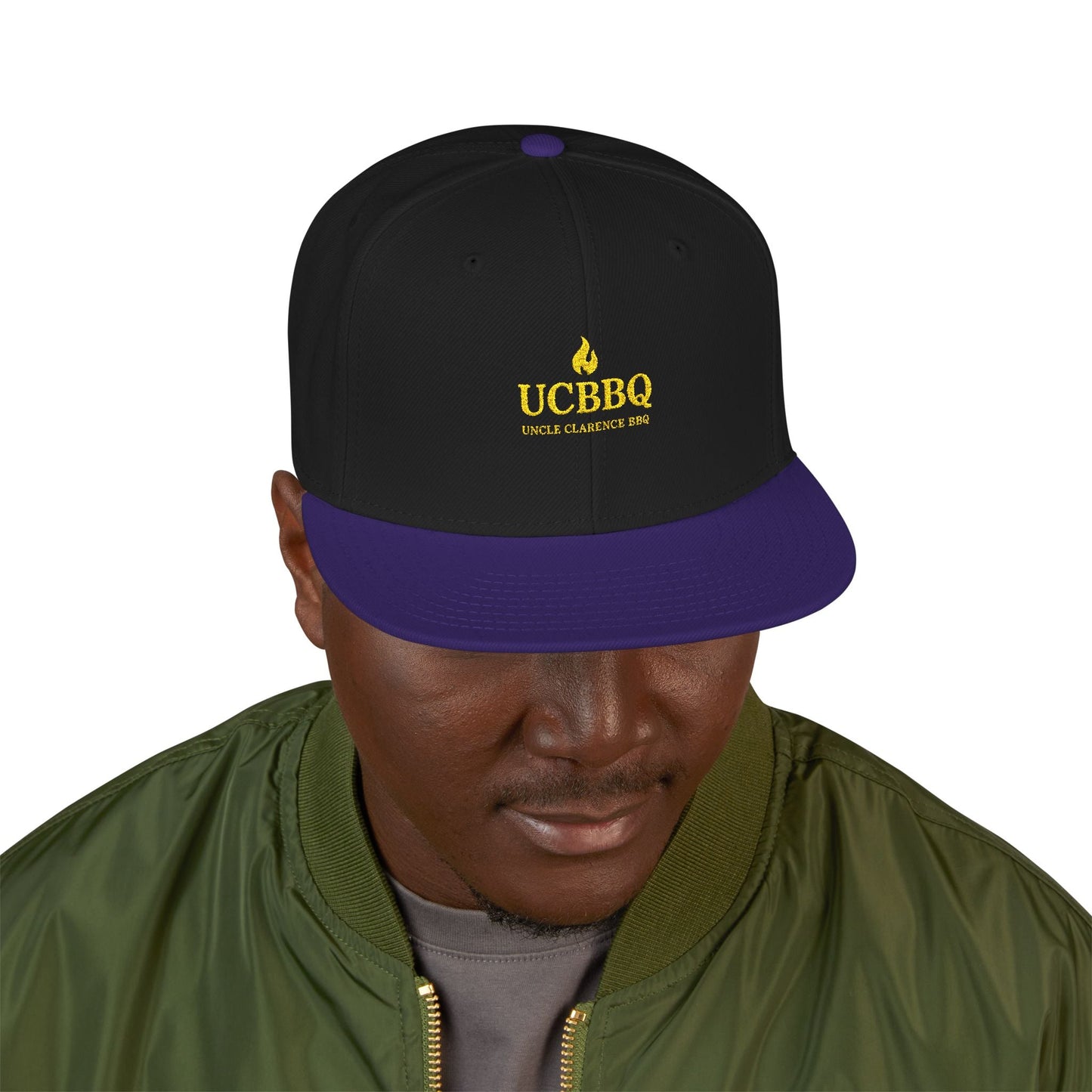 Uncle Clarence BBQ – UCBBQ Flame Snapback (Heritage Embroidery Edition) - Uncle Clarence BBQ