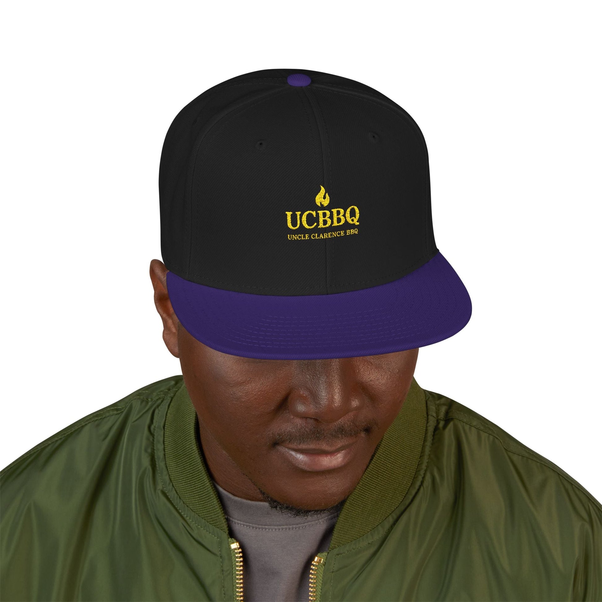 Uncle Clarence BBQ – UCBBQ Flame Snapback (Heritage Embroidery Edition) - Uncle Clarence BBQ