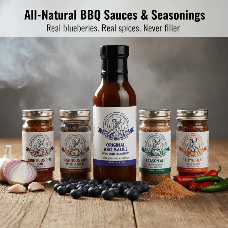 Blueberry BBQ Sauce – Small Batch, Vegan, Kosher, Gluten - Free - Uncle Clarence BBQ