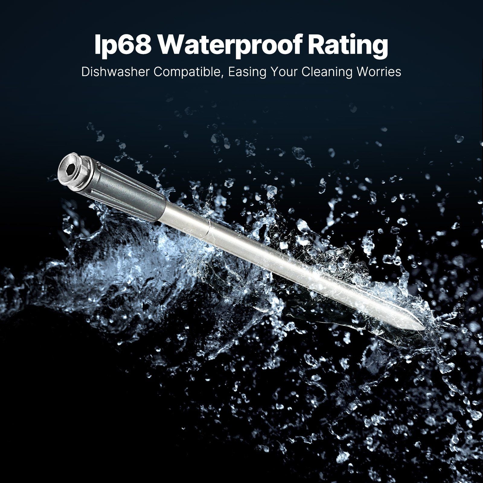 Bluetooth meat thermometer with IP68 waterproof rating for easy cleaning and accuracy in cooking