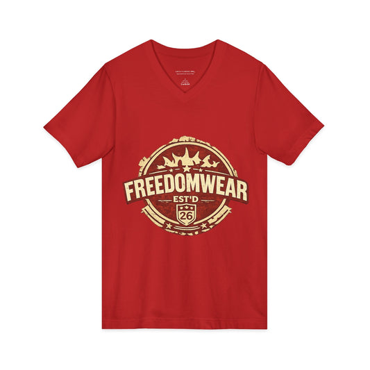 FreedomWear Built By Work V - Neck T-Shirt | Rustic Red Workwear Graphic Tee for Men - Uncle Clarence BBQ