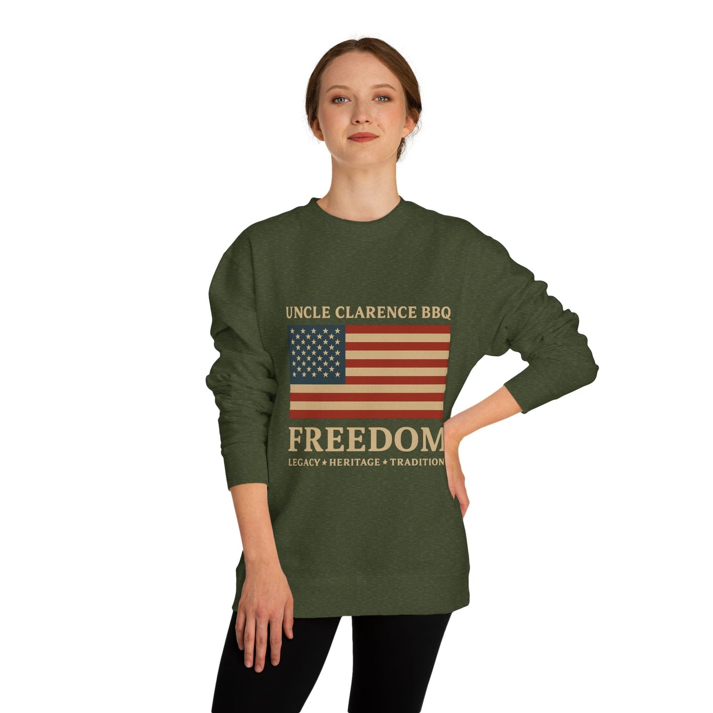 FreedomWear Heritage Flag Crew Neck Sweatshirt | Uncle Clarence BBQ - Uncle Clarence BBQ