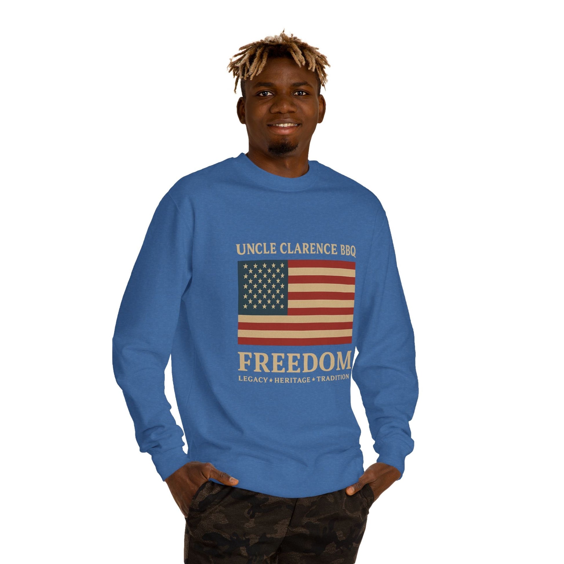 FreedomWear Heritage Flag Crew Neck Sweatshirt | Uncle Clarence BBQ - Uncle Clarence BBQ
