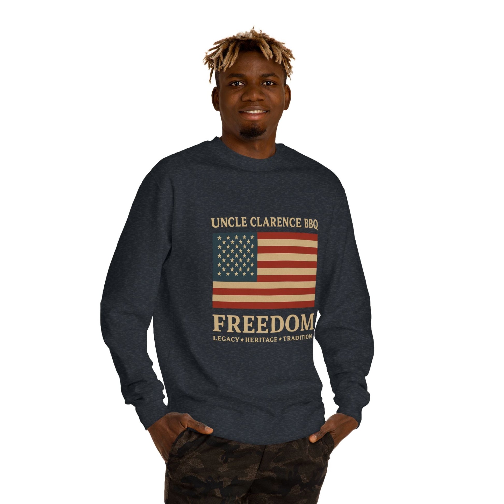FreedomWear Heritage Flag Crew Neck Sweatshirt | Uncle Clarence BBQ - Uncle Clarence BBQ