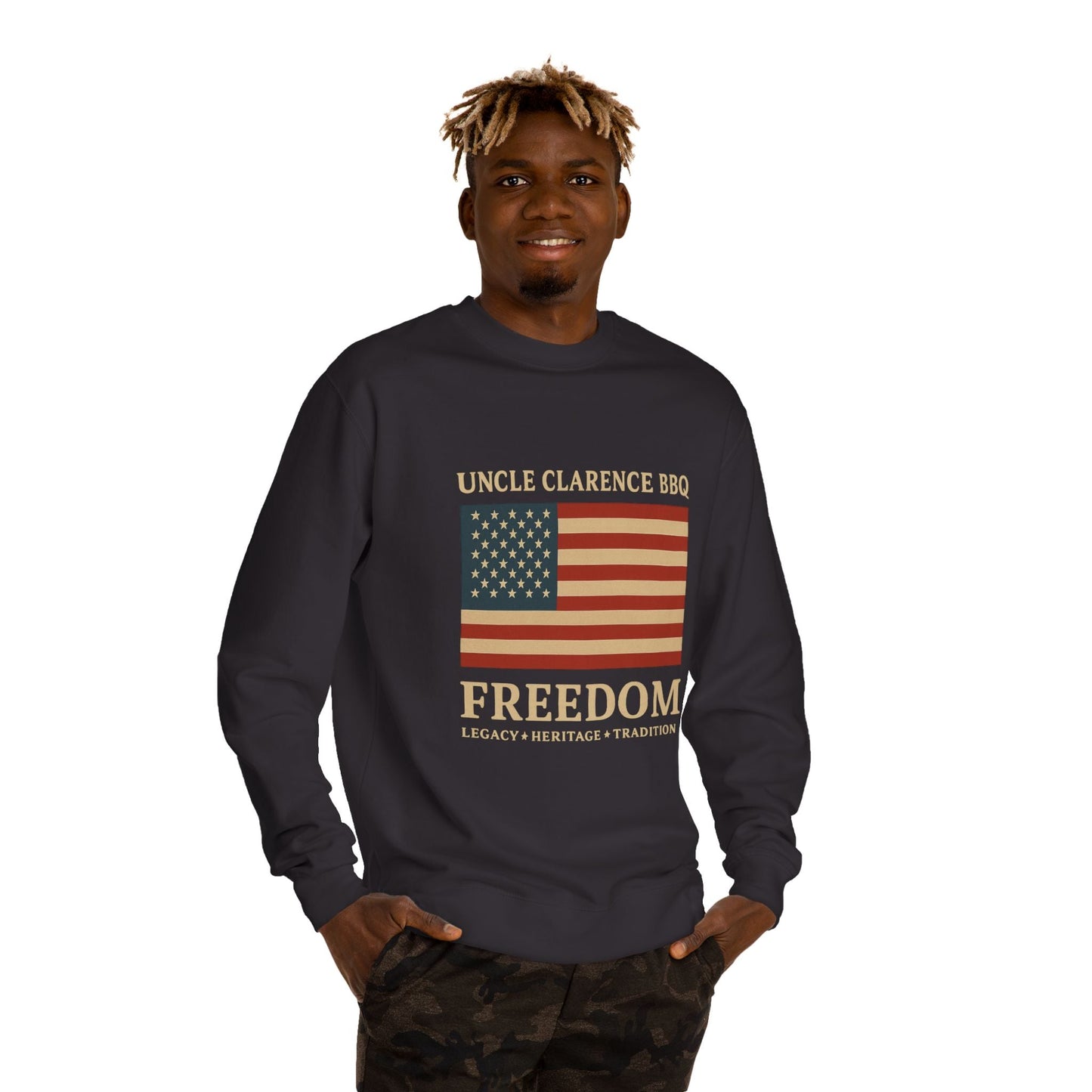 FreedomWear Heritage Flag Crew Neck Sweatshirt | Uncle Clarence BBQ - Uncle Clarence BBQ