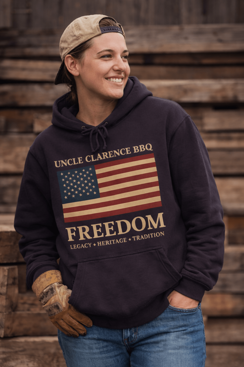 FreedomWear Heritage Flag Hoodie | Premium American BBQ Apparel by Uncle Clarence BBQ - Uncle Clarence BBQ