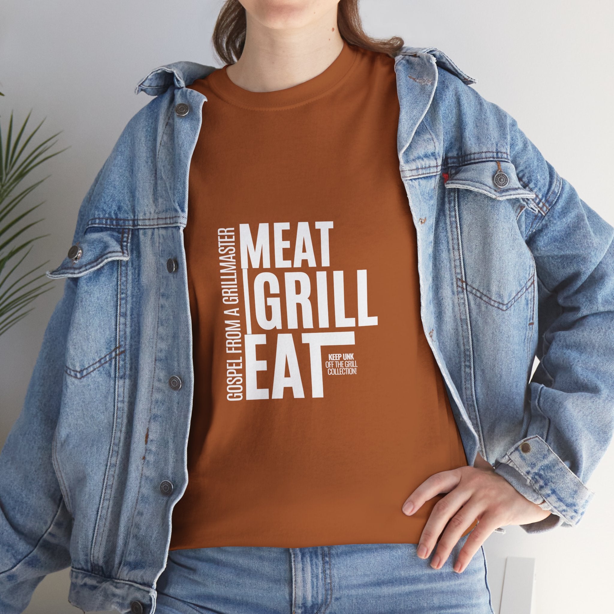 Grillmaster Tee in Brown featuring bold text design for grilling enthusiasts, perfect for barbecues