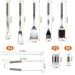 Doba stainless steel BBQ grill tool kit with spatula, tongs, brush, and fork for grilling enthusiasts