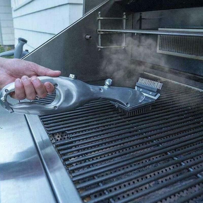 Steam barbecue cleaner tool designed for effective cleaning of grill grates and surfaces