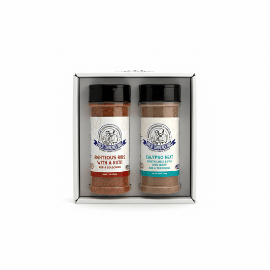 Two - Spice Gift Box – Righteous Ribs with a Kick & Calypso Heat Jerk Rub | Uncle Clarence BBQ - Uncle Clarence BBQ