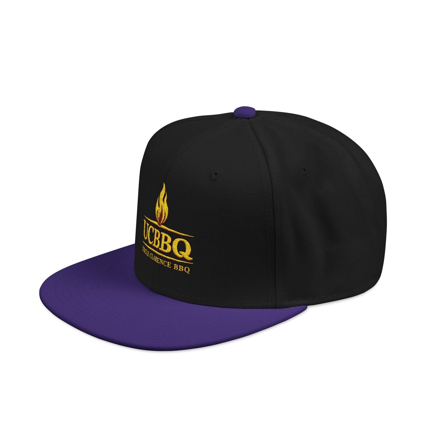 UCBBQ Flame Embroidered Snapback Hat | Black BBQ Pitmaster Cap – Uncle Clarence BBQ - Uncle Clarence BBQ