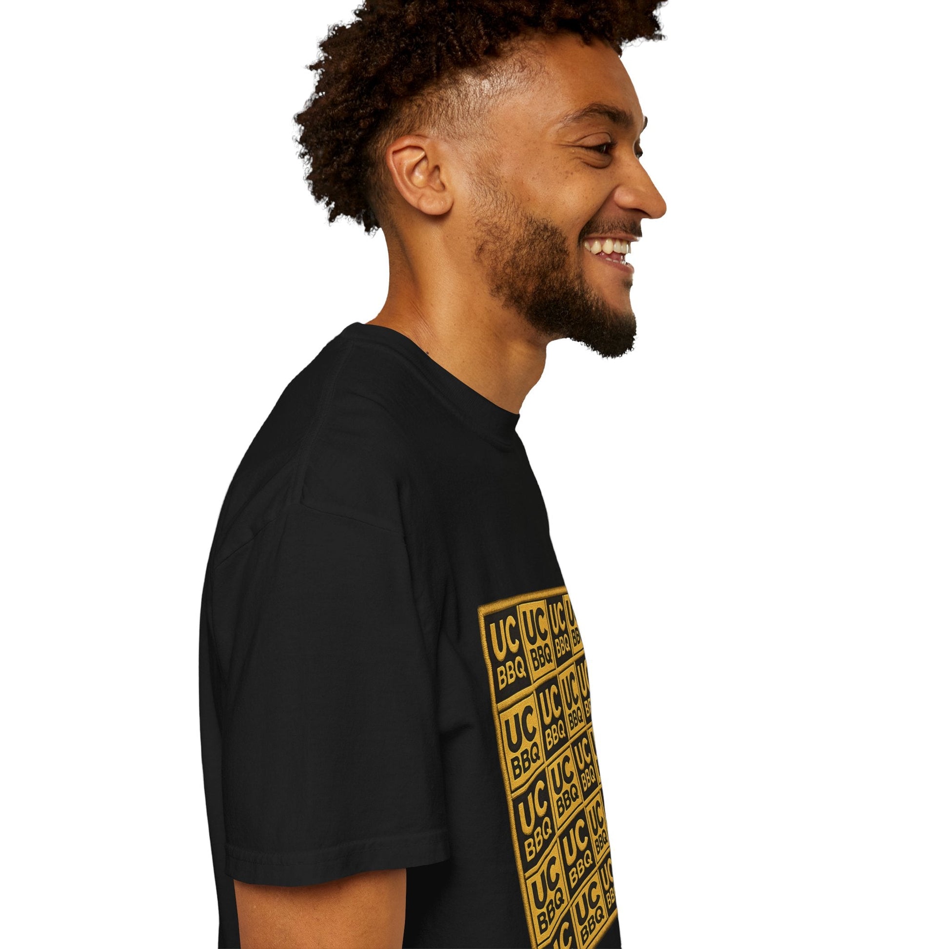 UCBBQ Gold Checkerboard Graphic Tee | Comfort Colors 1717 Heavyweight Shirt - Uncle Clarence BBQ