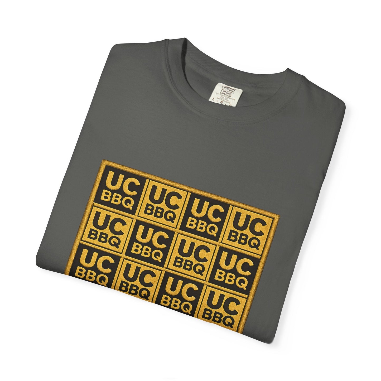 UCBBQ Gold Checkerboard Graphic Tee | Comfort Colors 1717 Heavyweight Shirt - Uncle Clarence BBQ