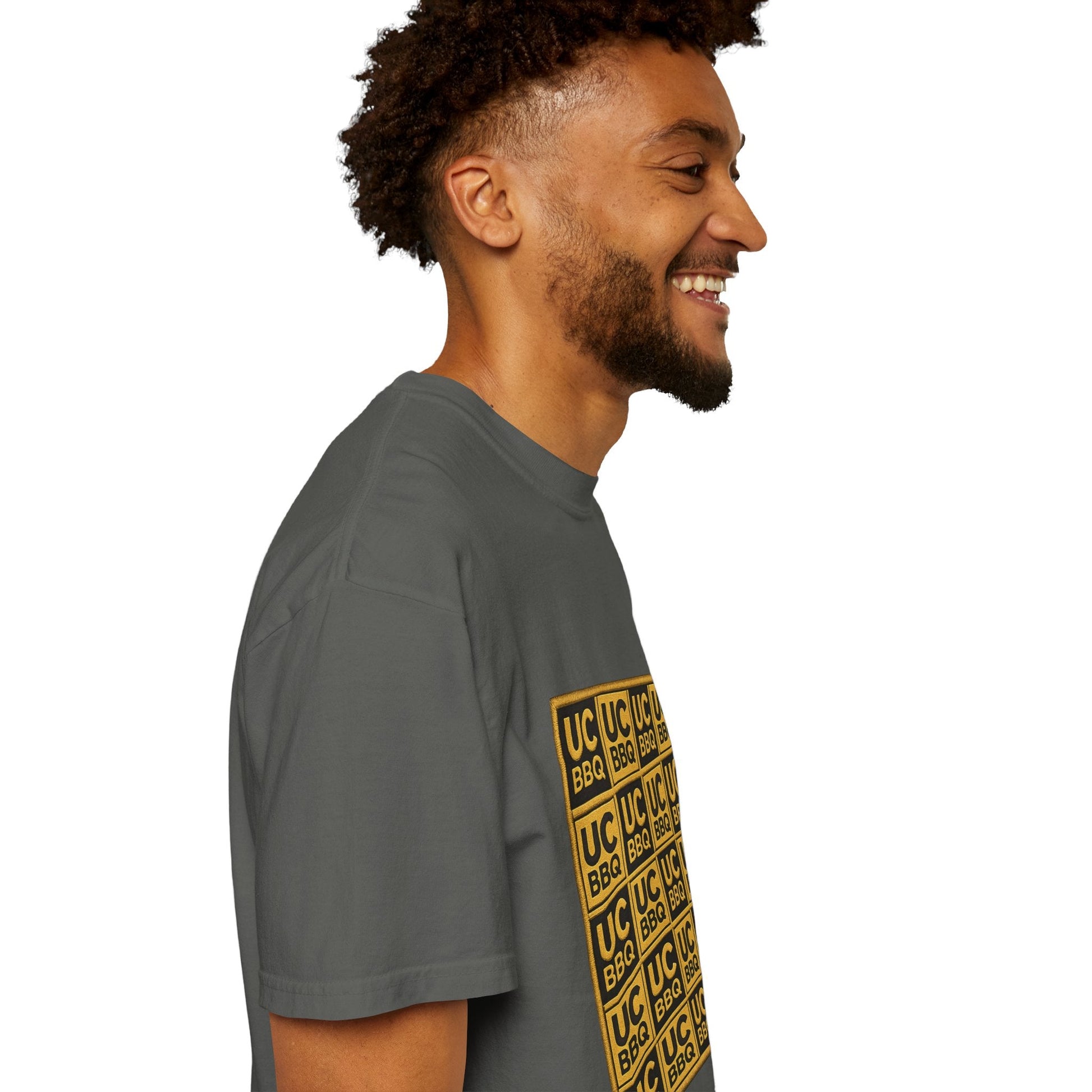 UCBBQ Gold Checkerboard Graphic Tee | Comfort Colors 1717 Heavyweight Shirt - Uncle Clarence BBQ