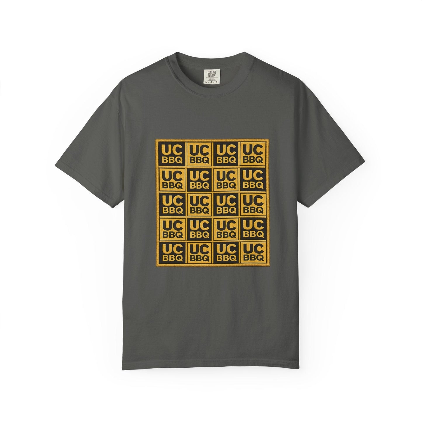 UCBBQ Gold Checkerboard Graphic Tee | Comfort Colors 1717 Heavyweight Shirt - Uncle Clarence BBQ