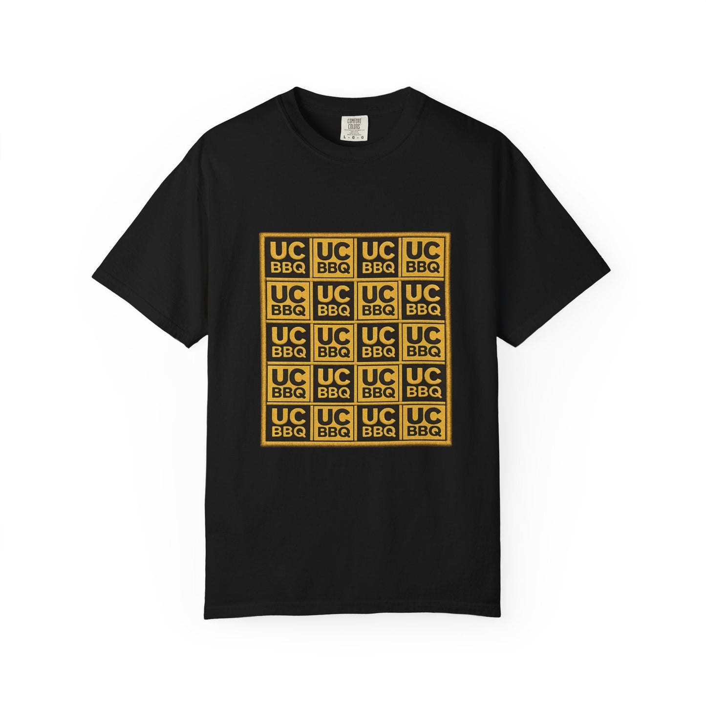 UCBBQ Gold Checkerboard Graphic Tee | Comfort Colors 1717 Heavyweight Shirt - Uncle Clarence BBQ