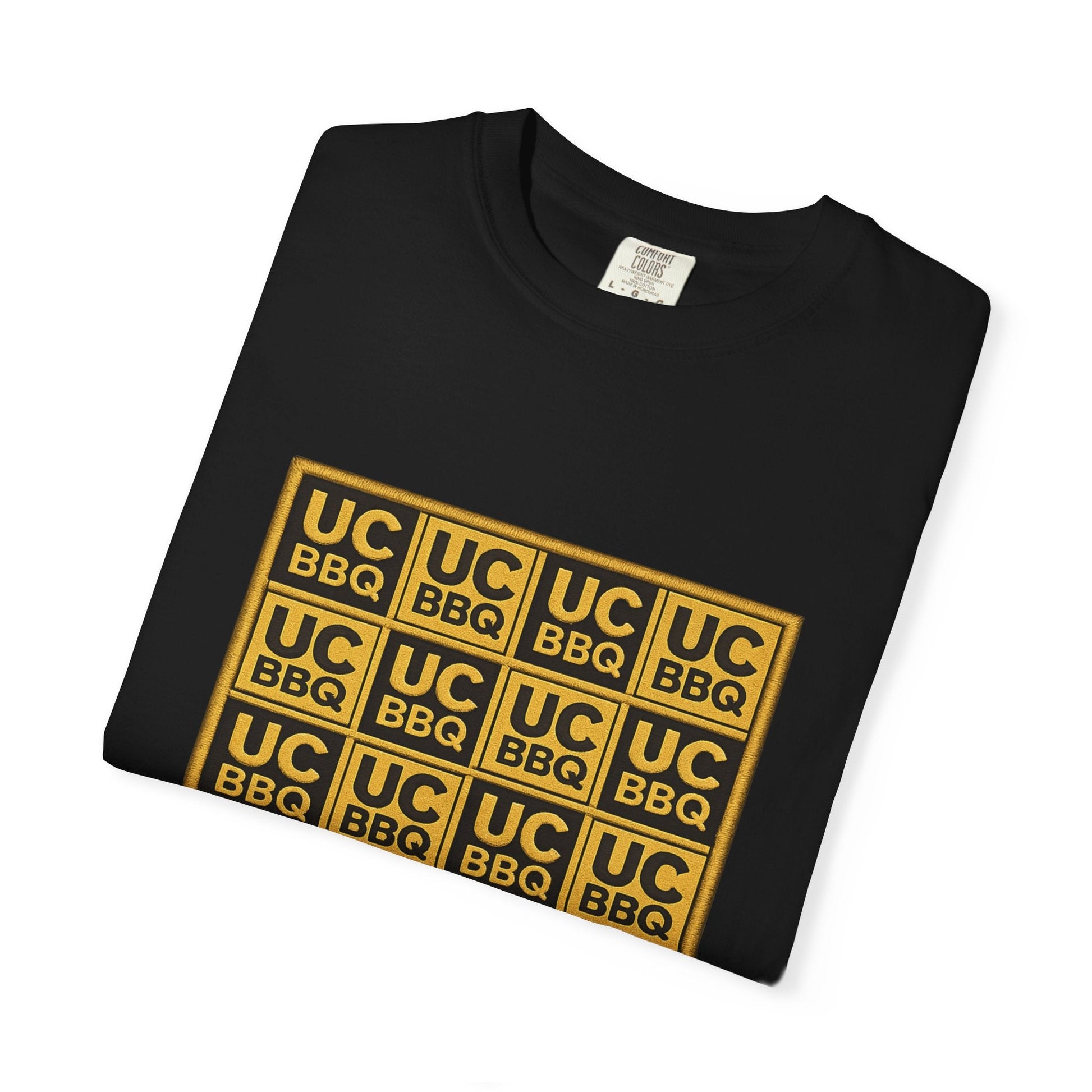 UCBBQ Gold Checkerboard Graphic Tee | Comfort Colors 1717 Heavyweight Shirt - Uncle Clarence BBQ