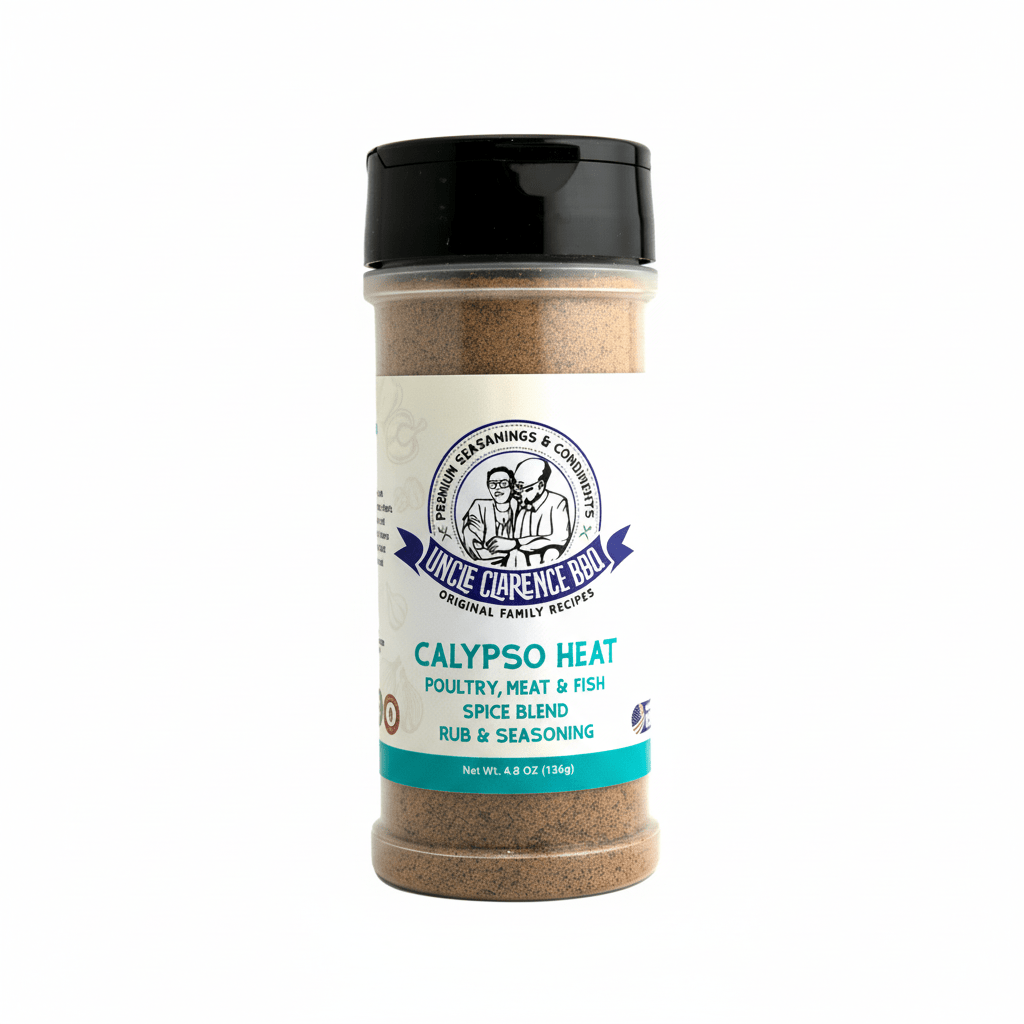 Uncle Clarence BBQ Calypso Heat – Caribbean Jerk Rub & Seasoning, 18 - Spice Blend, All - Natural, Kosher Certified, 4.8 oz - Uncle Clarence BBQ