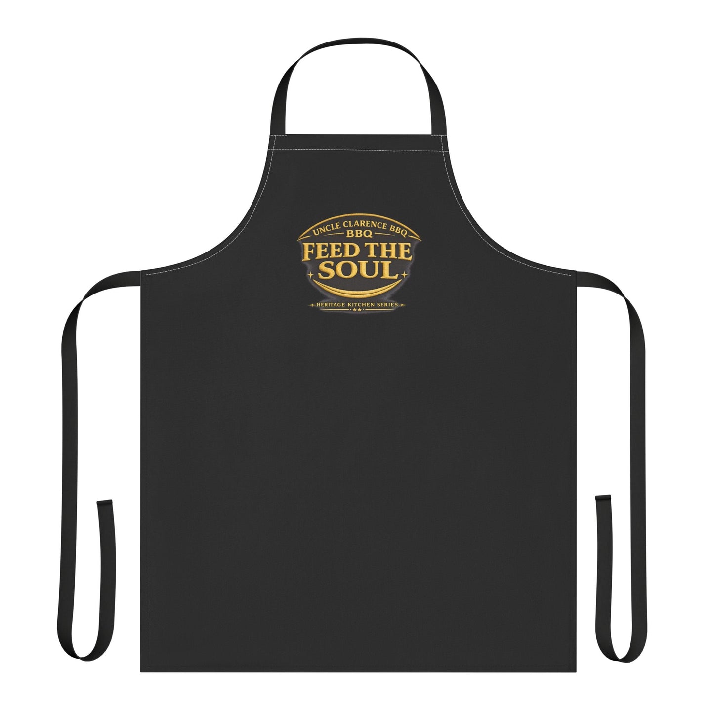 Uncle Clarence BBQ “Feed The Soul” Pitmaster Apron – Black BBQ Cooking Apron for Grill Masters - Uncle Clarence BBQ