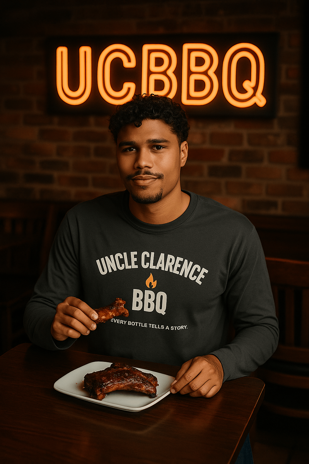 Uncle Clarence BBQ Premium Long - Sleeve Tee - Uncle Clarence BBQ