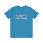 Revolution BBQ flavors t-shirt in blue featuring Uncle Clarence BBQ text design
