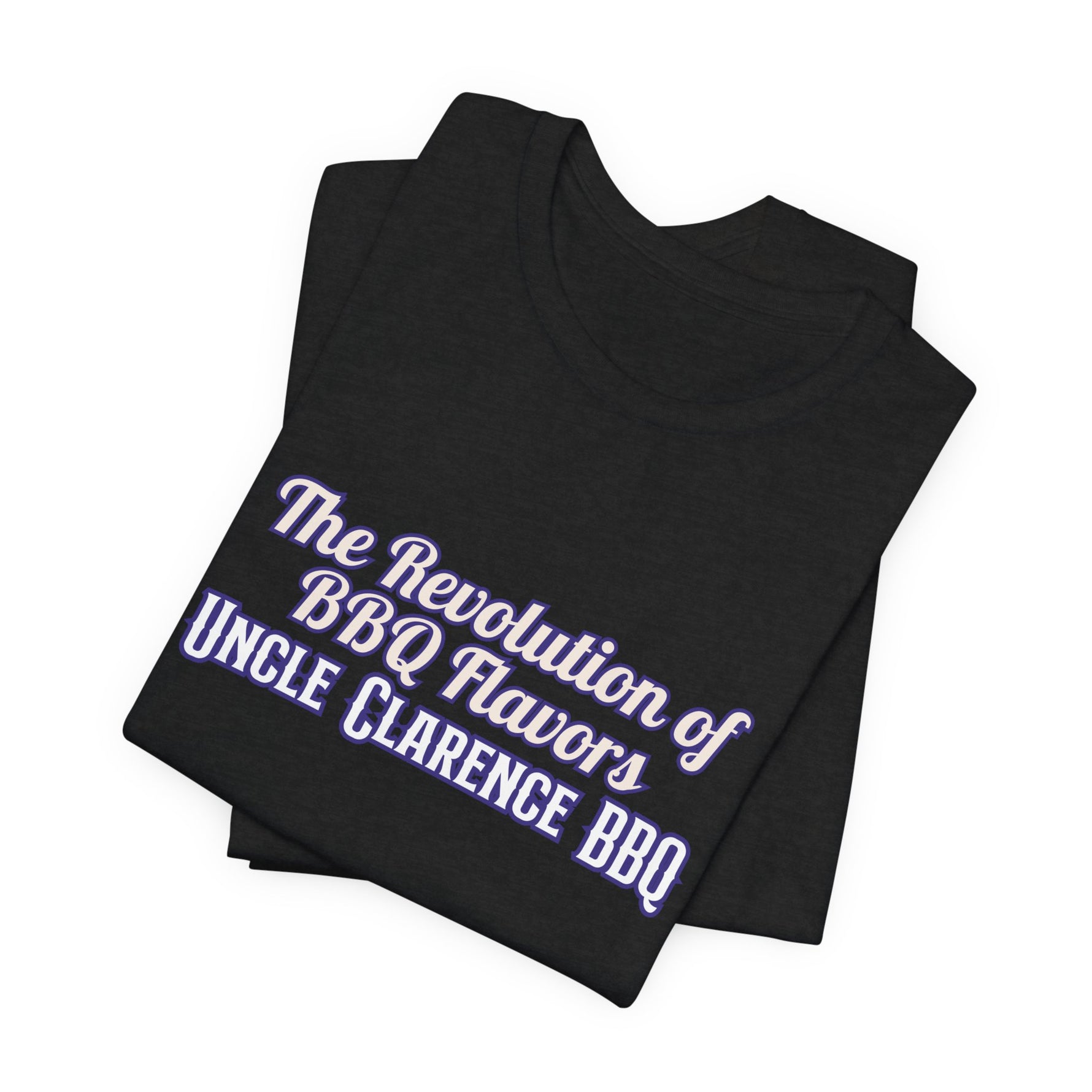 Black Revolution BBQ flavors t-shirt featuring Uncle Clarence BBQ slogan in stylish design