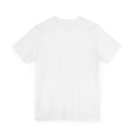 Back view of a plain white t-shirt showcasing the Revolution BBQ flavors t-shirt design