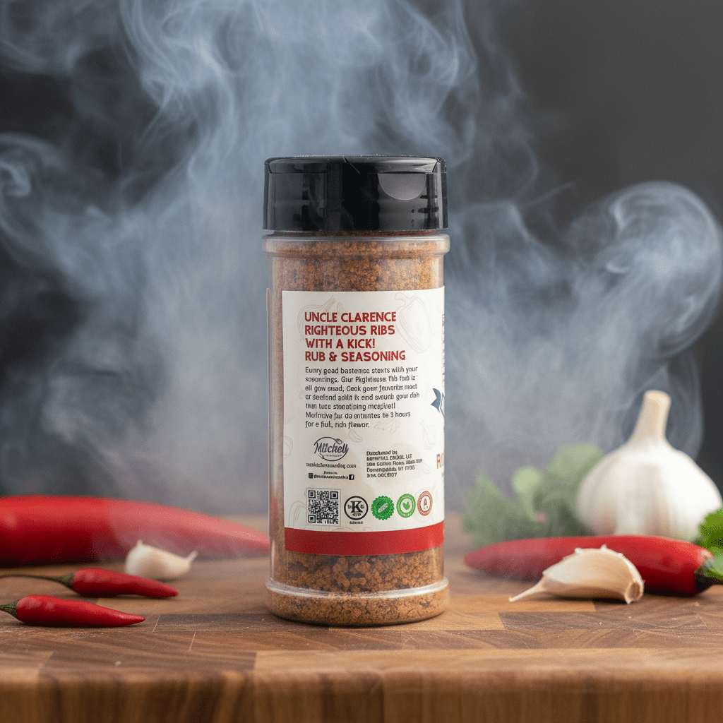 Uncle Clarence BBQ Righteous Ribs Rub With a Kick – Sweet Heat Rib Seasoning, All - Natural, Kosher Certified, 6.3 oz - Uncle Clarence BBQ