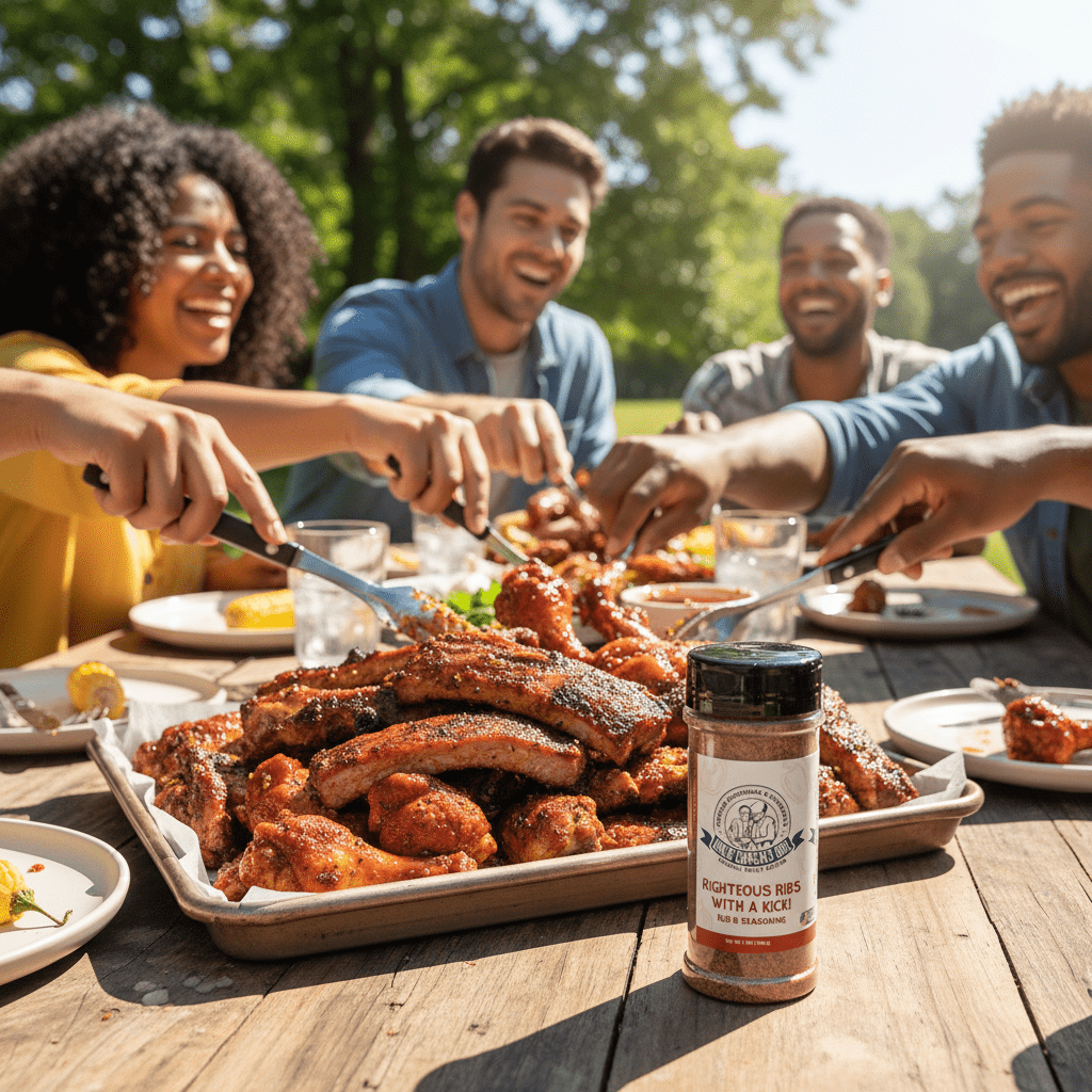 Uncle Clarence BBQ Righteous Ribs Rub With a Kick – Sweet Heat Rib Seasoning, All - Natural, Kosher Certified, 6.3 oz - Uncle Clarence BBQ