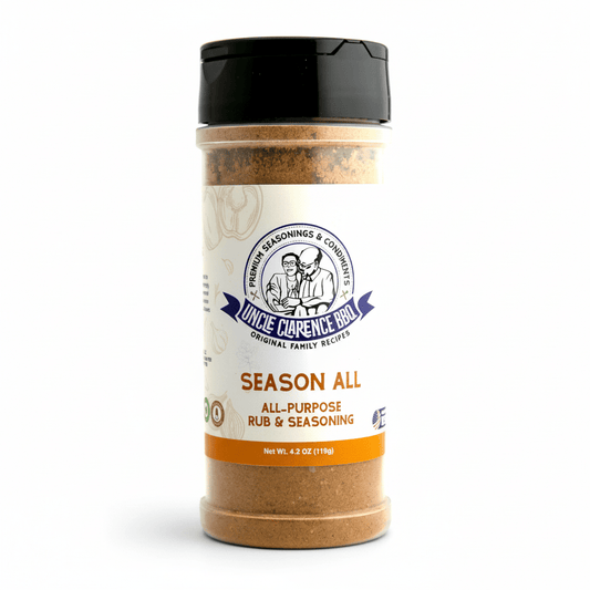 Uncle Clarence BBQ Season All – All - Purpose Herb & Spice Blend, Low - Sodium (60 mg), Kosher Certified, 4.2 oz - Uncle Clarence BBQ