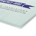 Traditional Barbecue Cutting Board featuring a blue design with text about flavor and traditions