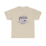 Beige Uncle Clarence BBQ T-Shirt with Grill and Chill Design Perfect for Summer Cookouts
