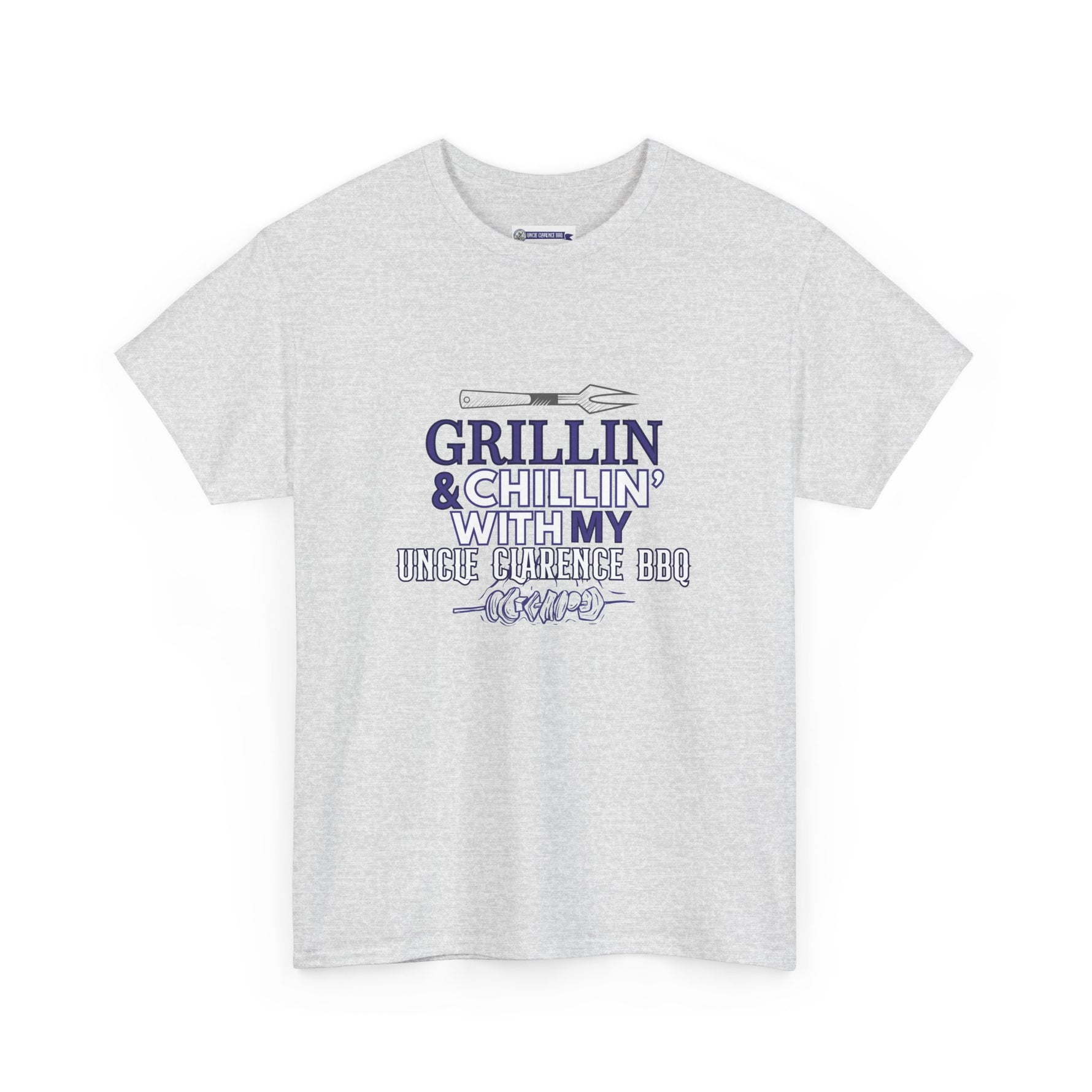 Gray Uncle Clarence BBQ T-Shirt featuring Grillin & Chillin design for barbecue lovers