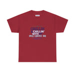 Uncle Clarence BBQ T-Shirt in Red with Grill and Chill Design for BBQ Lovers
