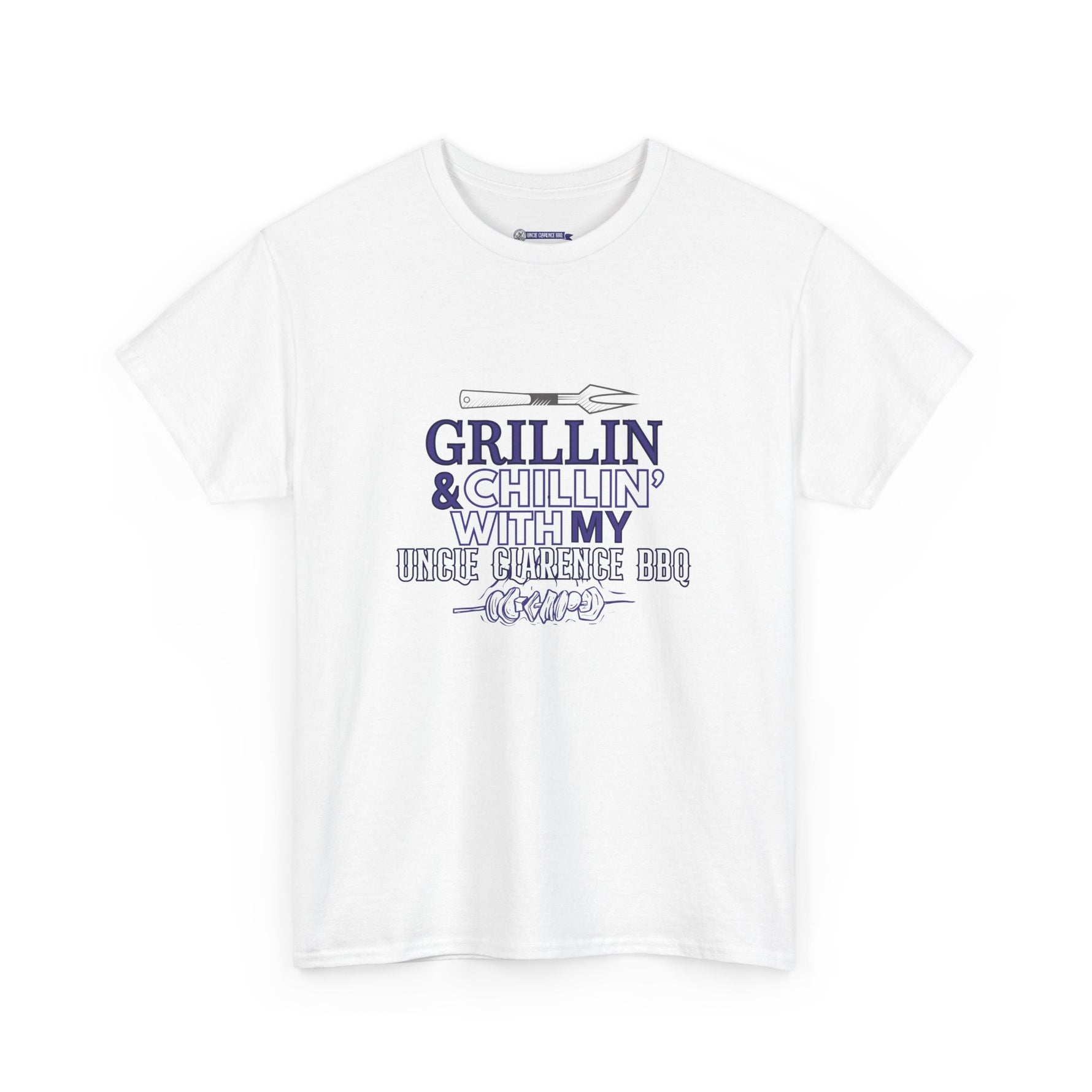 White Uncle Clarence BBQ T-Shirt with Grillin and Chillin graphic for BBQ enthusiasts